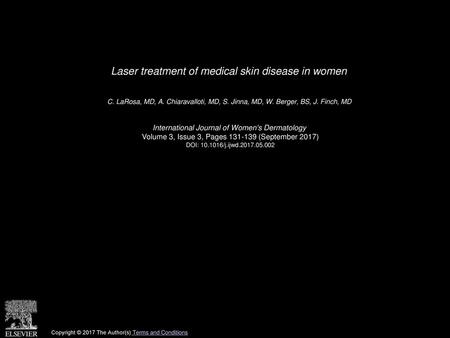 Laser treatment of medical skin disease in women