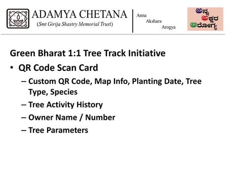 Green Bharat 1:1 Tree Track Initiative QR Code Scan Card