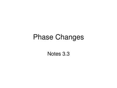 Phase Changes Notes 3.3.