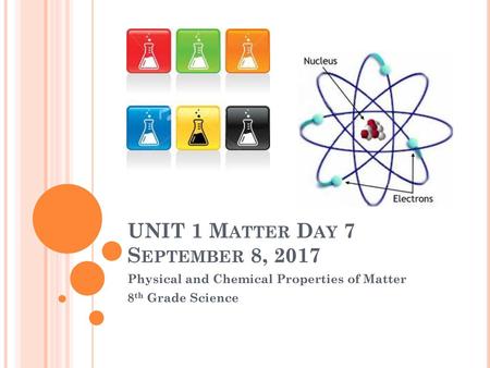 UNIT 1 Matter Day 7 September 8, 2017
