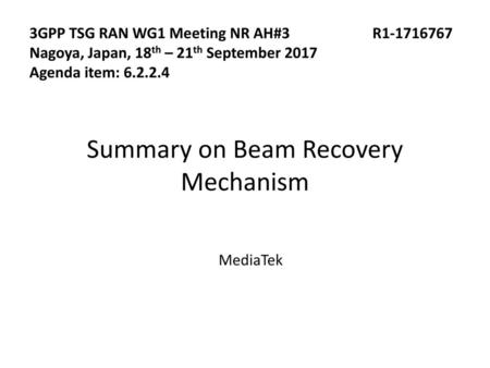 Summary on Beam Recovery Mechanism