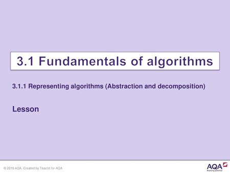 3.1 Fundamentals of algorithms
