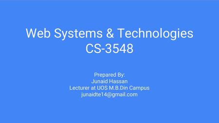 Web Systems & Technologies