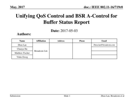 Unifying QoS Control and BSR A-Control for Buffer Status Report
