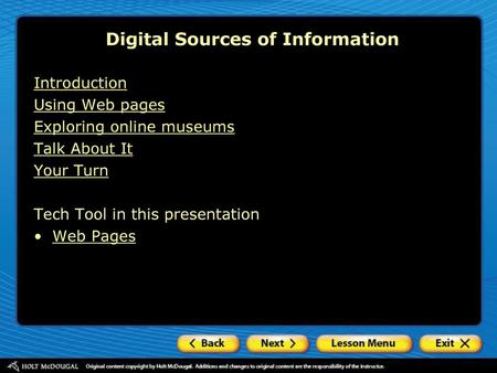 Digital Sources of Information