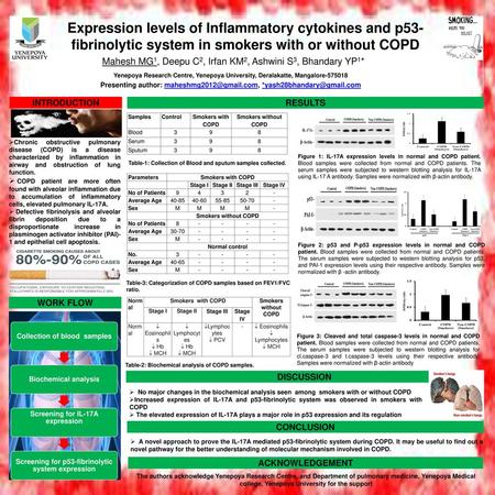 Presenting author: maheshmg2012@gmail.com, *yash28bhandary@gmail.com Expression levels of Inflammatory cytokines and p53-fibrinolytic system in smokers.