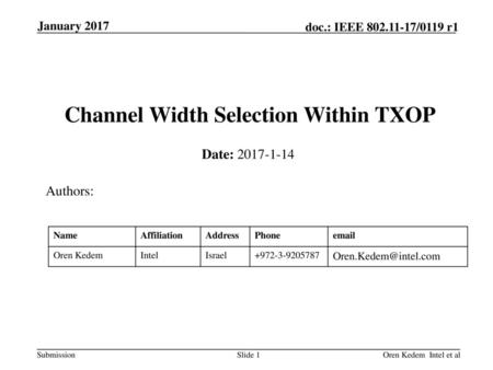Channel Width Selection Within TXOP