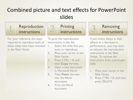 Combined picture and text effects for PowerPoint slides