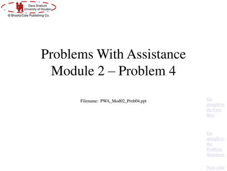 Problems With Assistance Module 2 – Problem 4