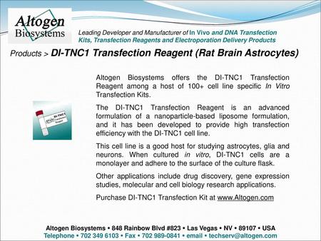 Products > DI-TNC1 Transfection Reagent (Rat Brain Astrocytes)