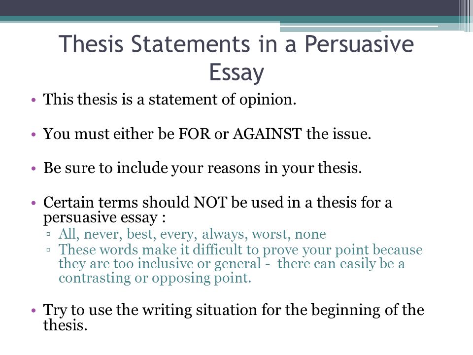 how to write thesis statement for persuasive essay