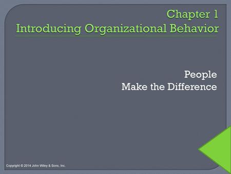 Chapter 1 Introducing Organizational Behavior