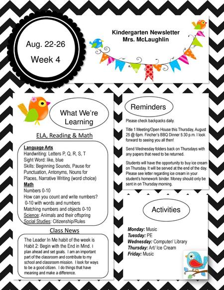 Kindergarten Newsletter