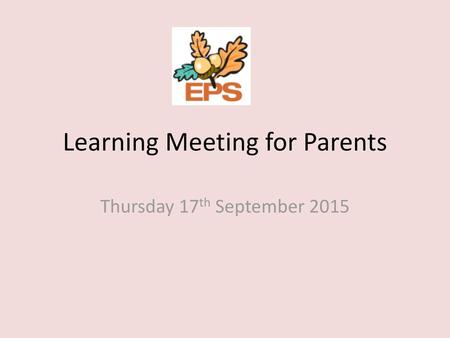 Learning Meeting for Parents