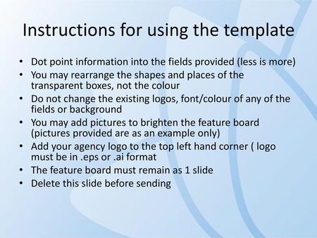 Instructions for using the template