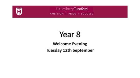 Welcome Evening Tuesday 12th September