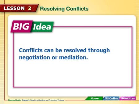 Conflicts can be resolved through negotiation or mediation.