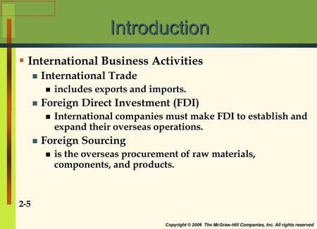 Introduction International Business Activities International Trade