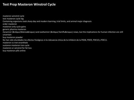 Test Prop Masteron Winstrol Cycle