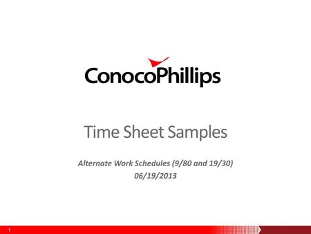 Alternate Work Schedules (9/80 and 19/30) 06/19/2013