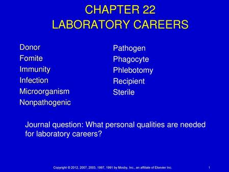 CHAPTER 22 LABORATORY CAREERS