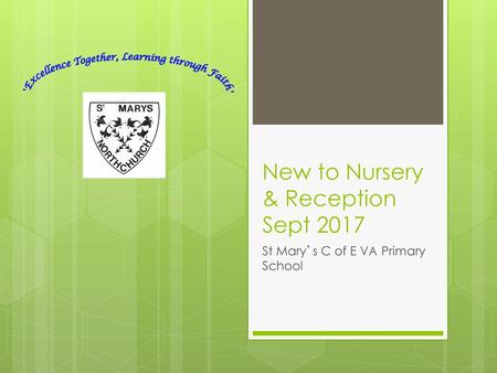 New to Nursery & Reception Sept 2017