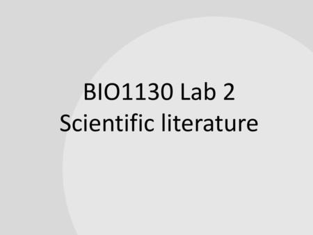BIO1130 Lab 2 Scientific literature