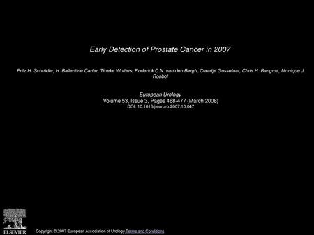 Early Detection of Prostate Cancer in 2007