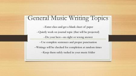 General Music Writing Topics