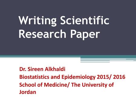 Writing Scientific Research Paper