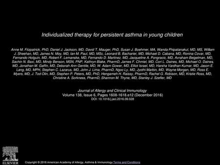 Individualized therapy for persistent asthma in young children