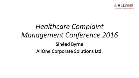 Healthcare Complaint Management Conference 2016
