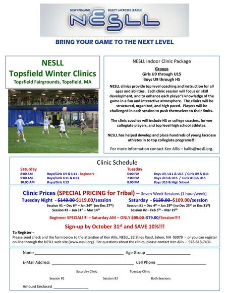 NESLL Topsfield Winter Clinics