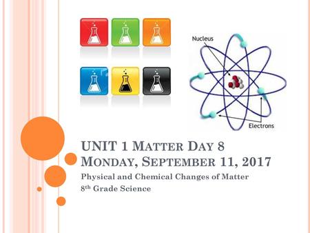 UNIT 1 Matter Day 8 Monday, September 11, 2017