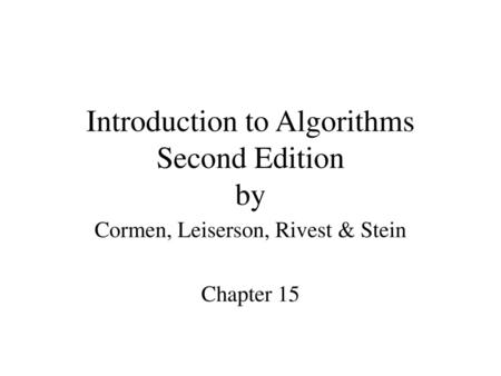 Introduction to Algorithms Second Edition by