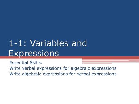 1-1: Variables and Expressions