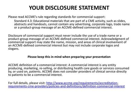 YOUR DISCLOSURE STATEMENT