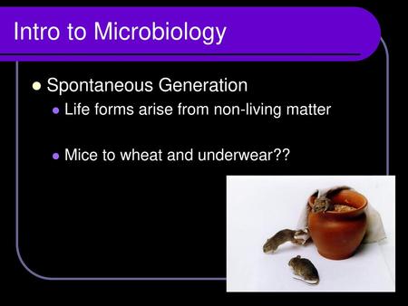 Intro to Microbiology Spontaneous Generation
