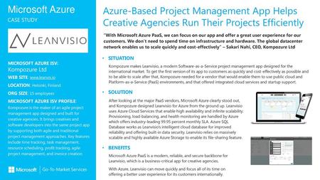 Azure-Based Project Management App Helps Creative Agencies Run Their Projects Efficiently “With Microsoft Azure PaaS, we can focus on our app and offer.