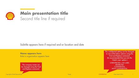 Main presentation title Second title line if required