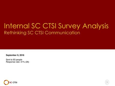 Internal SC CTSI Survey Analysis Rethinking SC CTSI Communication
