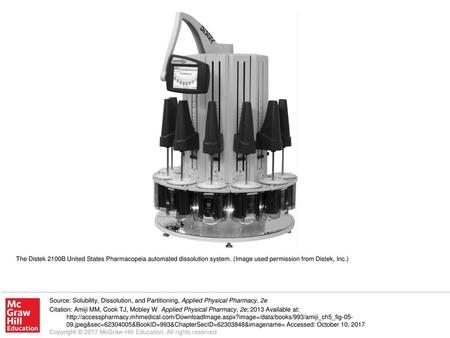 The Distek 2100B United States Pharmacopeia automated dissolution system. (Image used permission from Distek, Inc.) Source: Solubility, Dissolution, and.