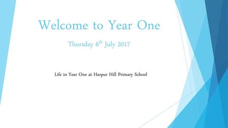 Welcome to Year One Thursday 6th July 2017
