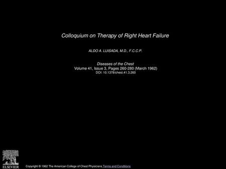Colloquium on Therapy of Right Heart Failure