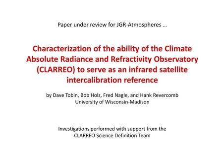 Paper under review for JGR-Atmospheres …