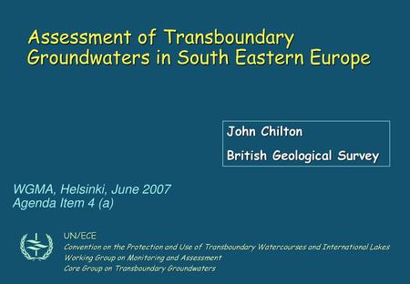 Assessment of Transboundary Groundwaters in South Eastern Europe