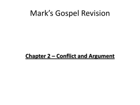 Mark’s Gospel Revision