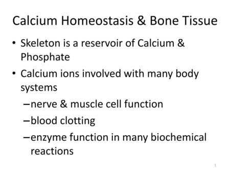 Calcium Homeostasis & Bone Tissue