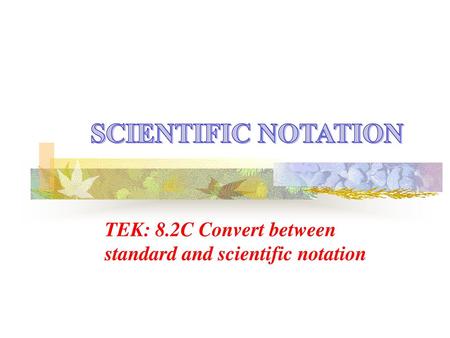 TEK: 8.2C Convert between standard and scientific notation