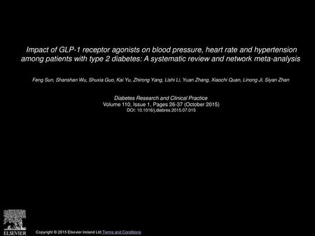 Impact of GLP-1 receptor agonists on blood pressure, heart rate and hypertension among patients with type 2 diabetes: A systematic review and network.